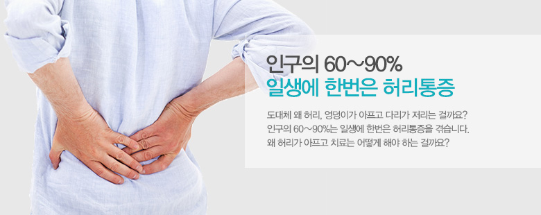 인구의 60~90% 일생에 한번은 허리통증
